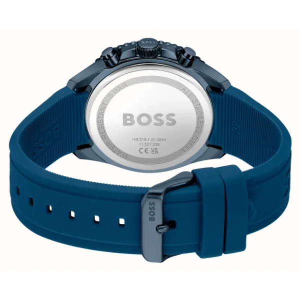 Hugo Boss Runner Navy Blue Silicone Strap Blue Dial Chronograph Quartz Watch for Gents - Boss 1514142