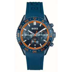 Hugo Boss Runner Navy Blue Silicone Strap Blue Dial Chronograph Quartz Watch for Gents - Boss 1514142
