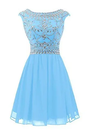 Ice Blue Short Chiffon Homecoming Cocktail Dress K319