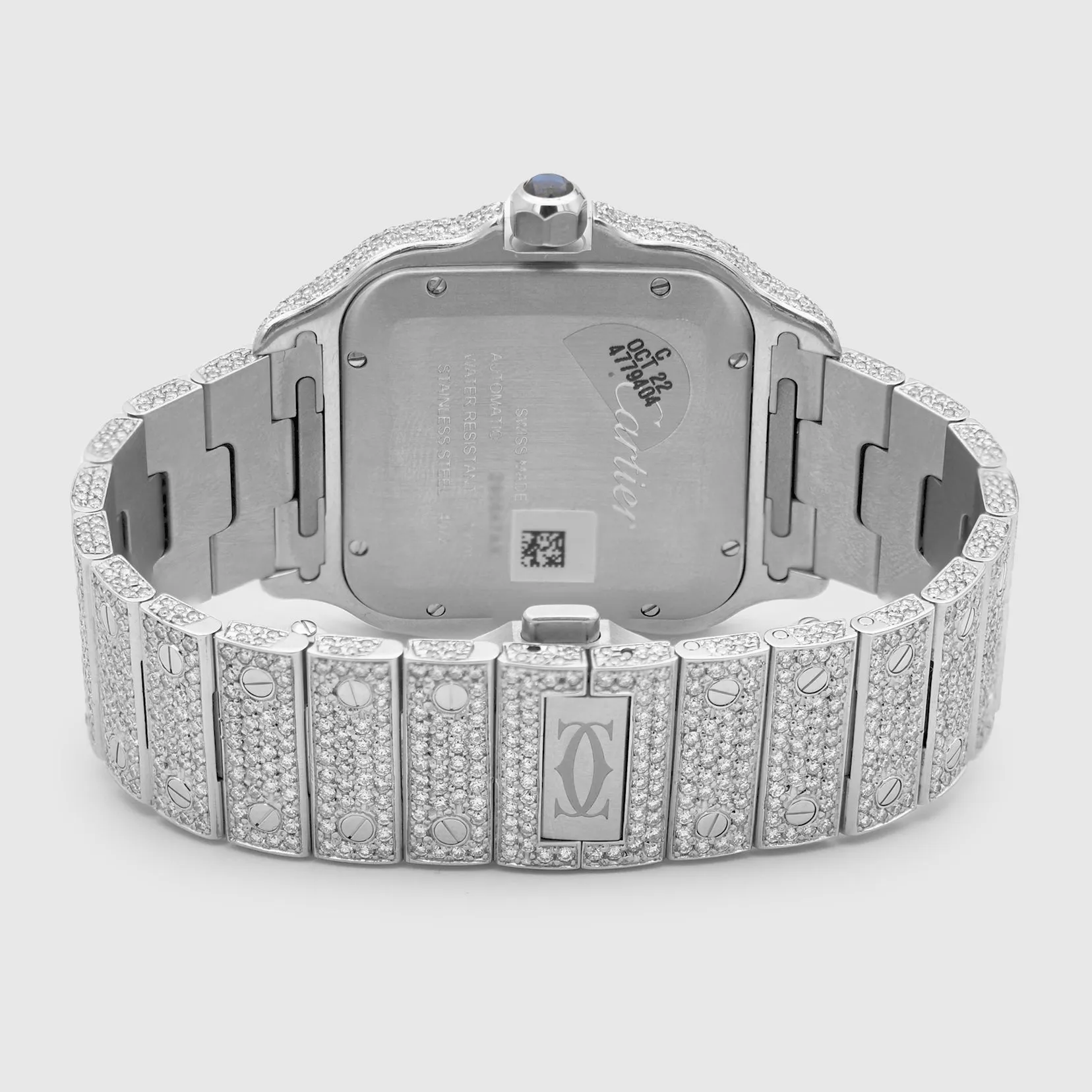 Iced Out Cartier Santos 40mm Diamond Watch 22.6ct