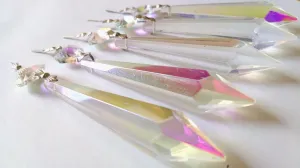 Iridescent AB Icicle Chandelier Crystals, Pack of 5 Pendant Ornaments