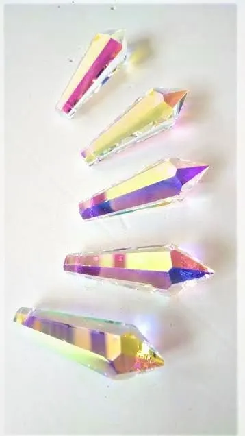 Iridescent AB Icicle Chandelier Crystals, Pack of 5 Prisms