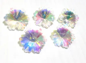 Iridescent AB Snowflake Chandelier Crystals, 30mm Beads Pack of 5