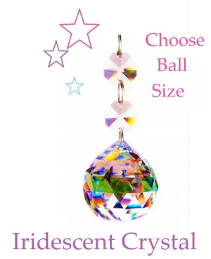 Iridescent Faceted Chandelier Ball Ornament, Gorgeous AB Lead Crystal