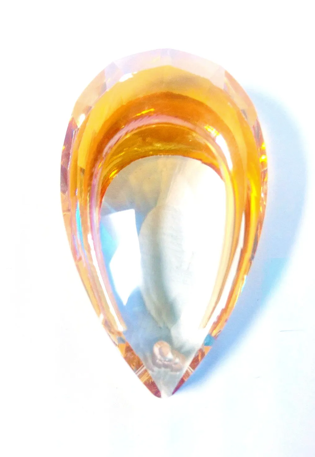 Iridescent Peach & Clear 50mm Teardrop Chandelier Crystals, Pack of 5