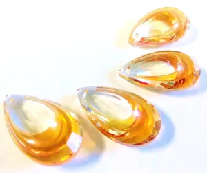 Iridescent Peach & Clear 50mm Teardrop Chandelier Crystals, Pack of 5