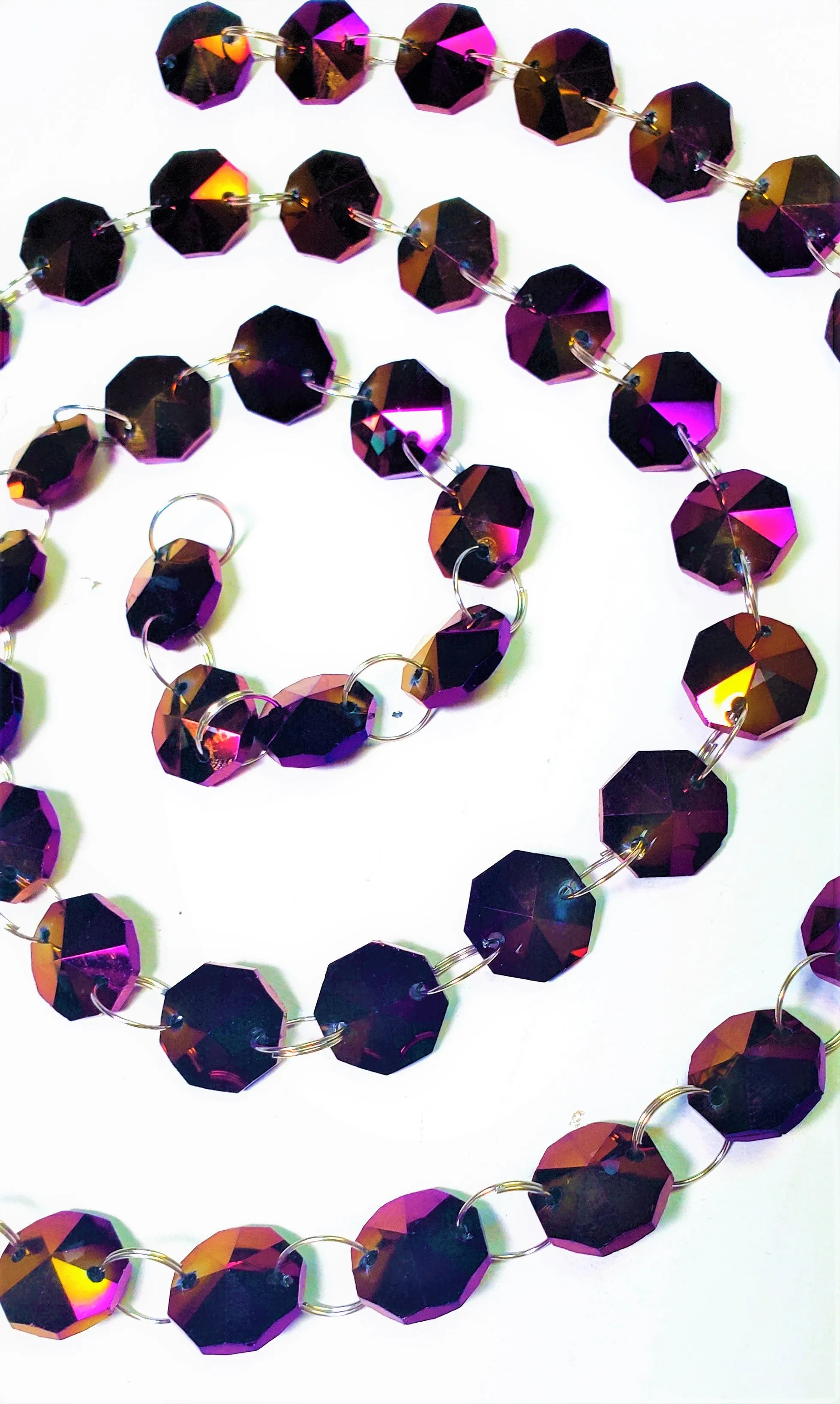 Iridescent Purple Meter Chandelier Crystals Garland, Golden Plum