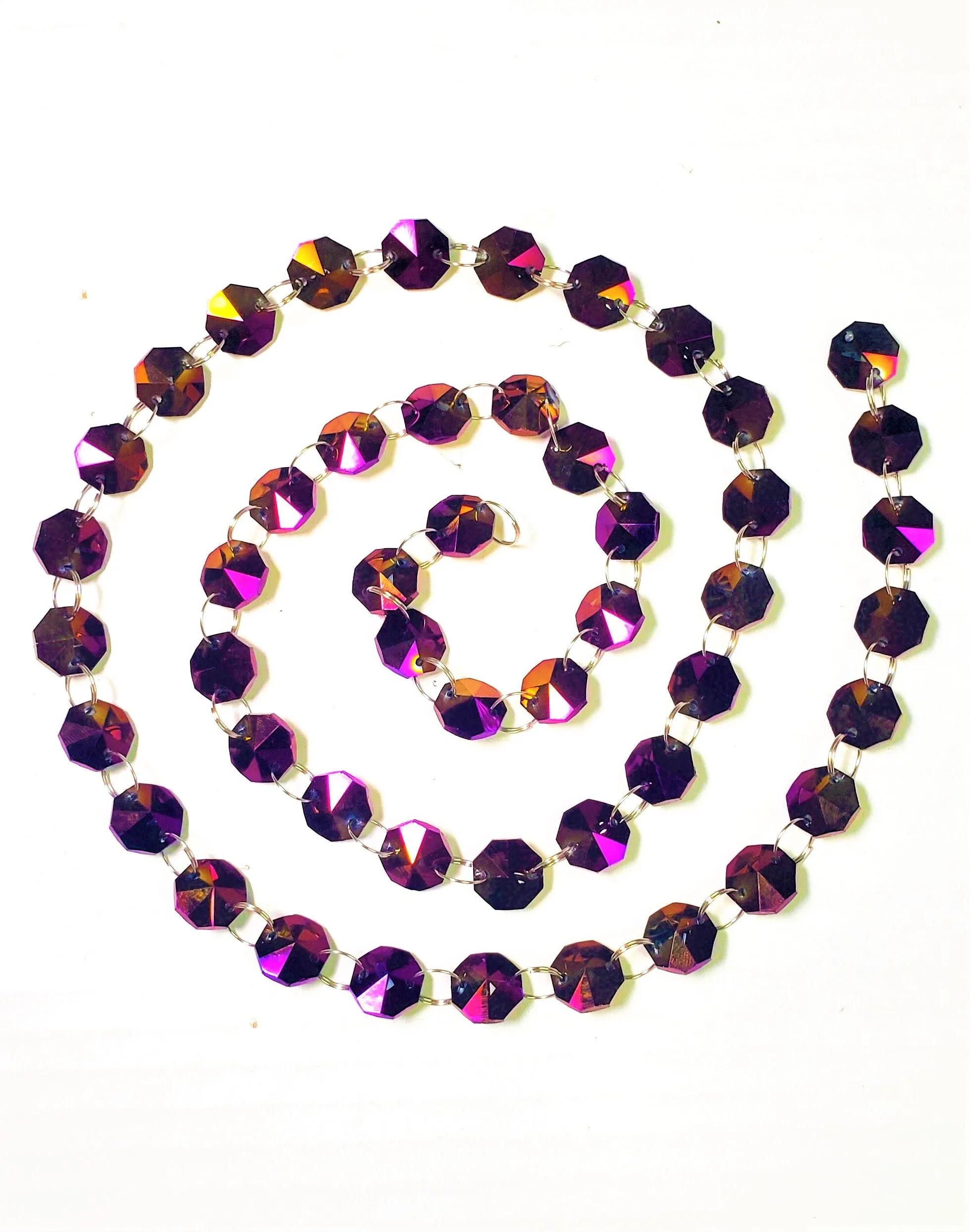 Iridescent Purple Meter Chandelier Crystals Garland, Golden Plum