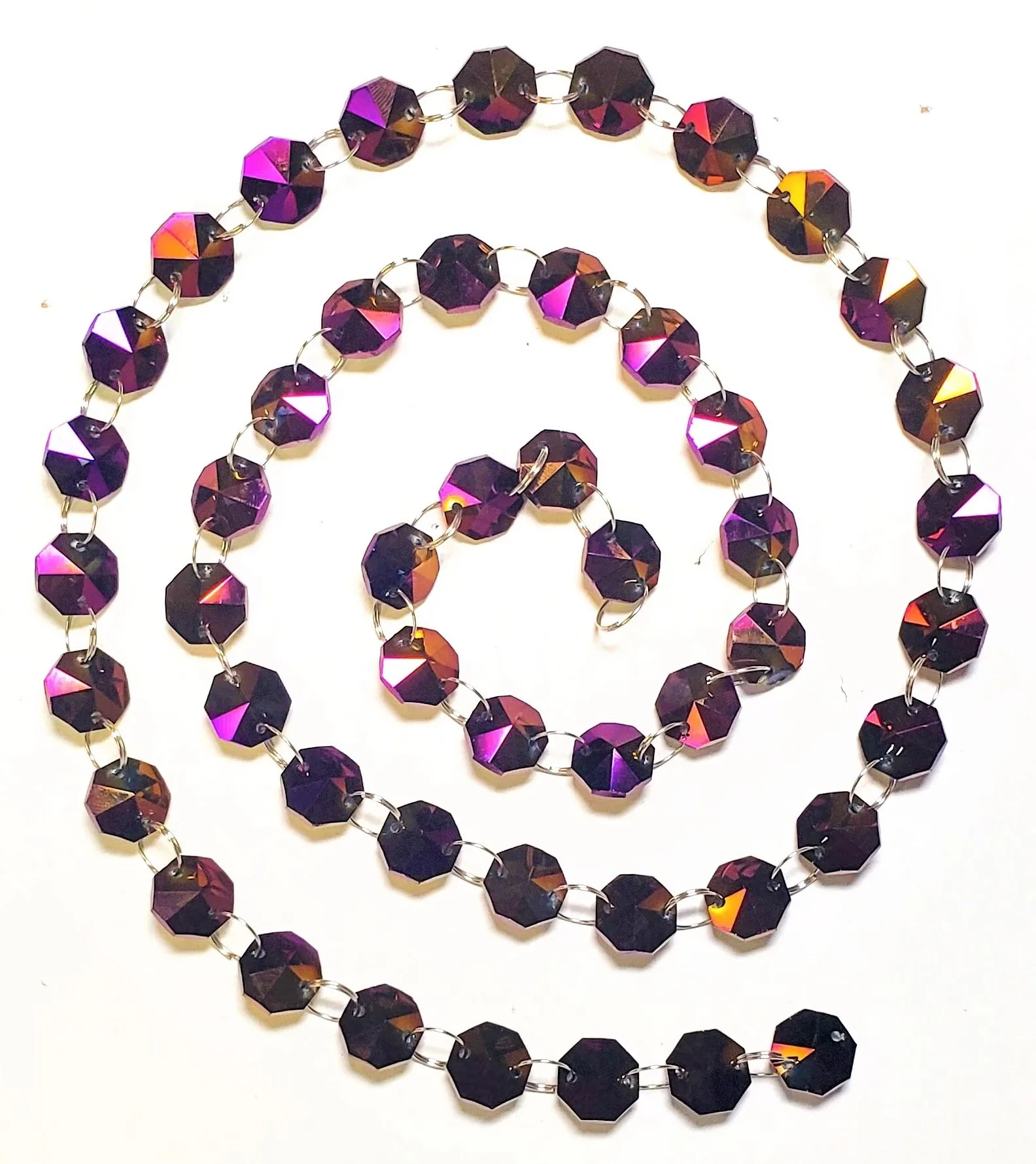 Iridescent Purple Meter Chandelier Crystals Garland, Golden Plum