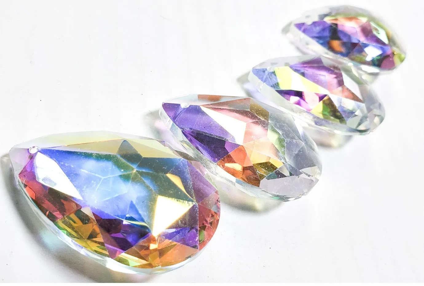Iridescent Star Faceted Teardrop Chandelier Crystals, 38mm Pack of 5
