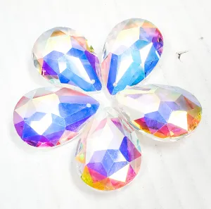Iridescent Star Faceted Teardrop Chandelier Crystals, 38mm Pack of 5