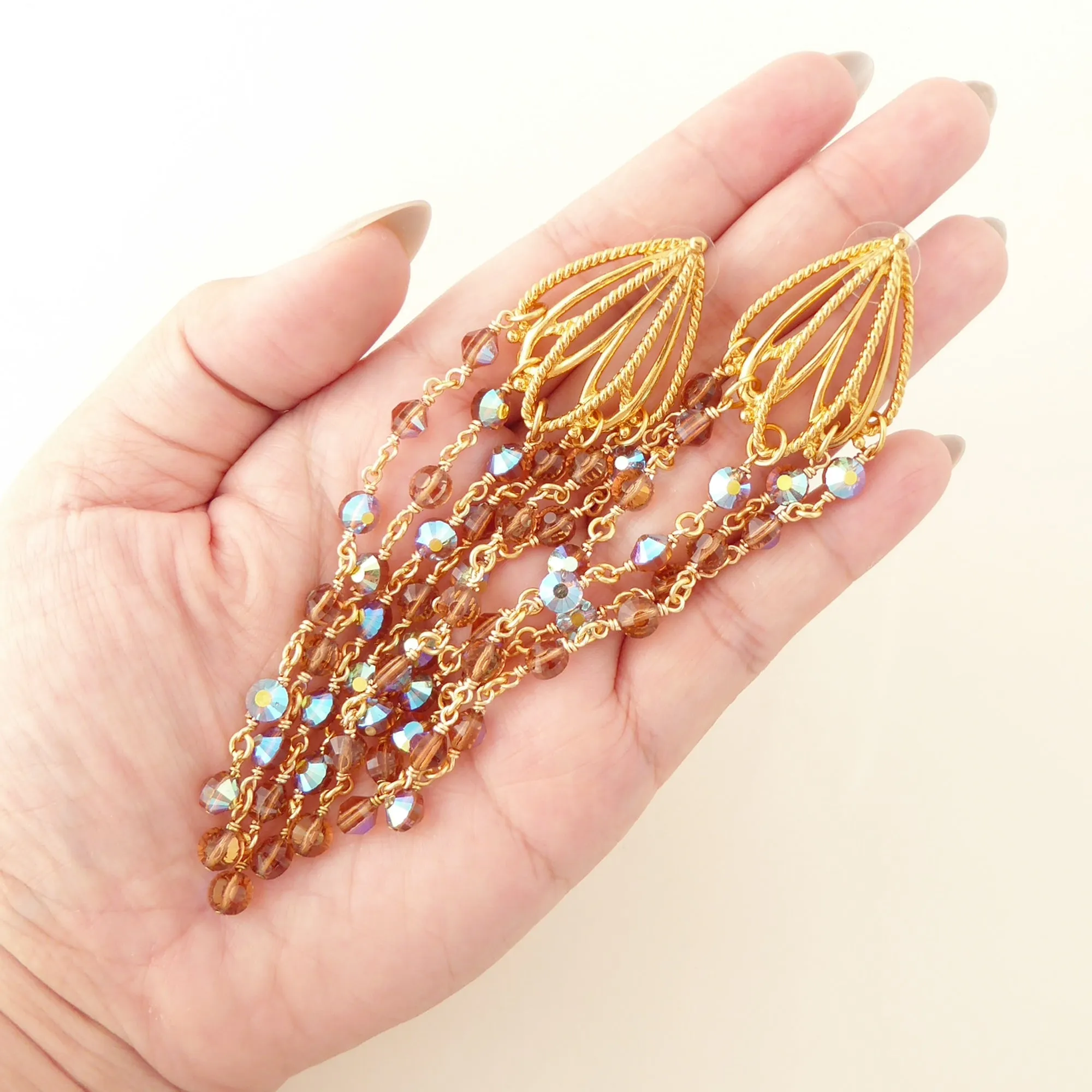 Iridescent topaz chandelier earrings