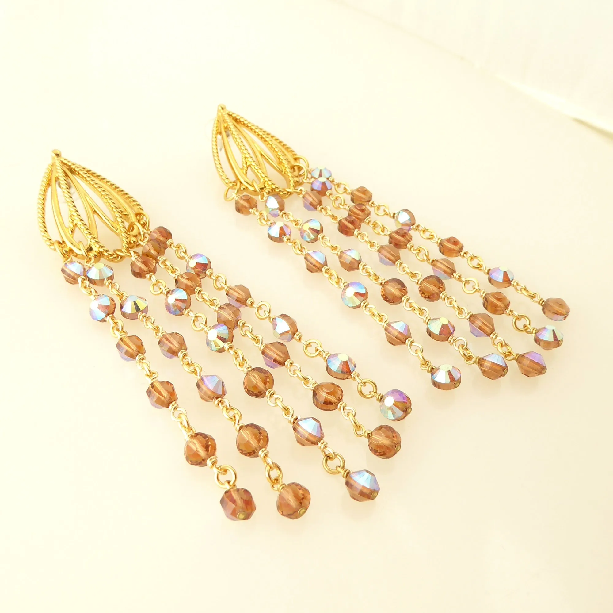 Iridescent topaz chandelier earrings