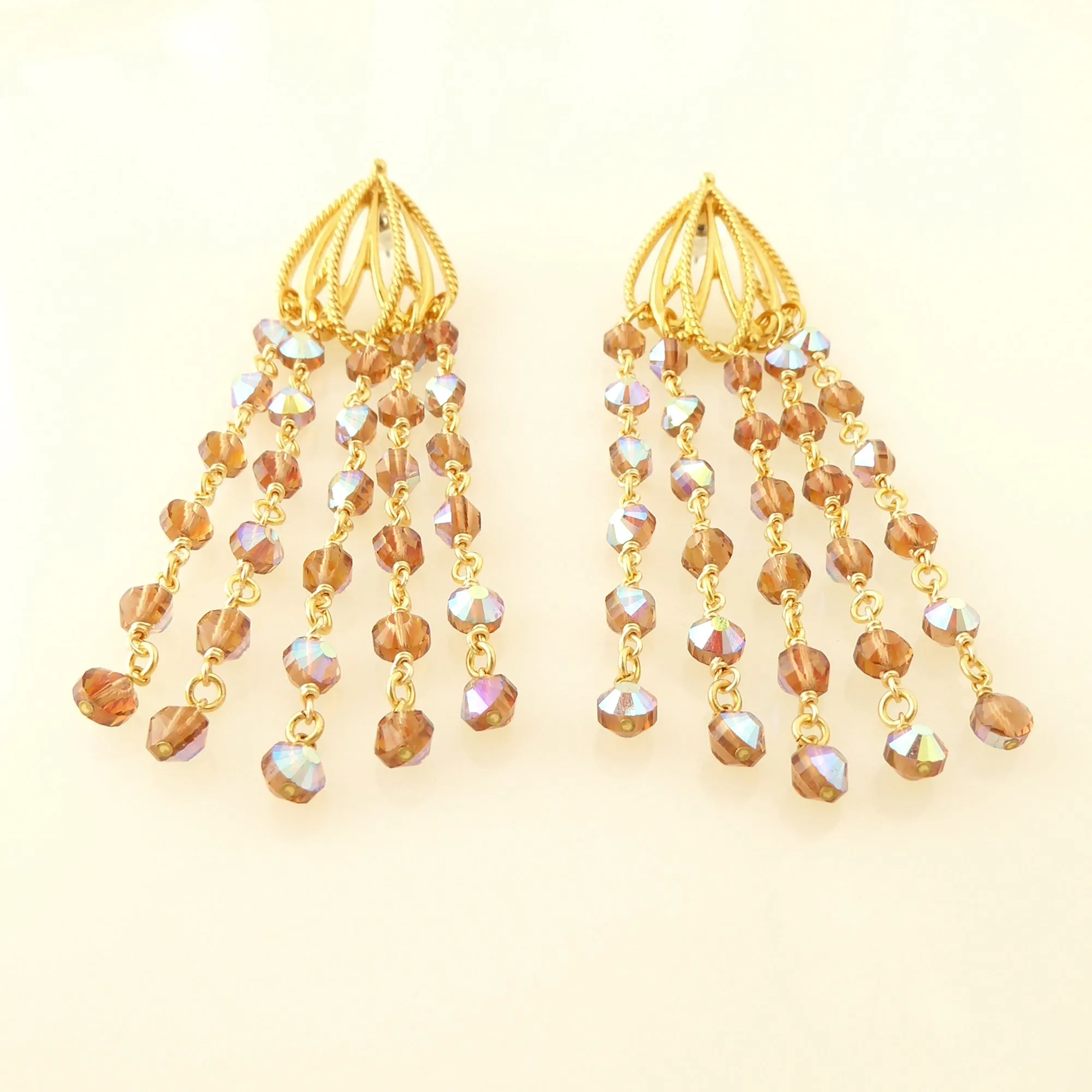 Iridescent topaz chandelier earrings