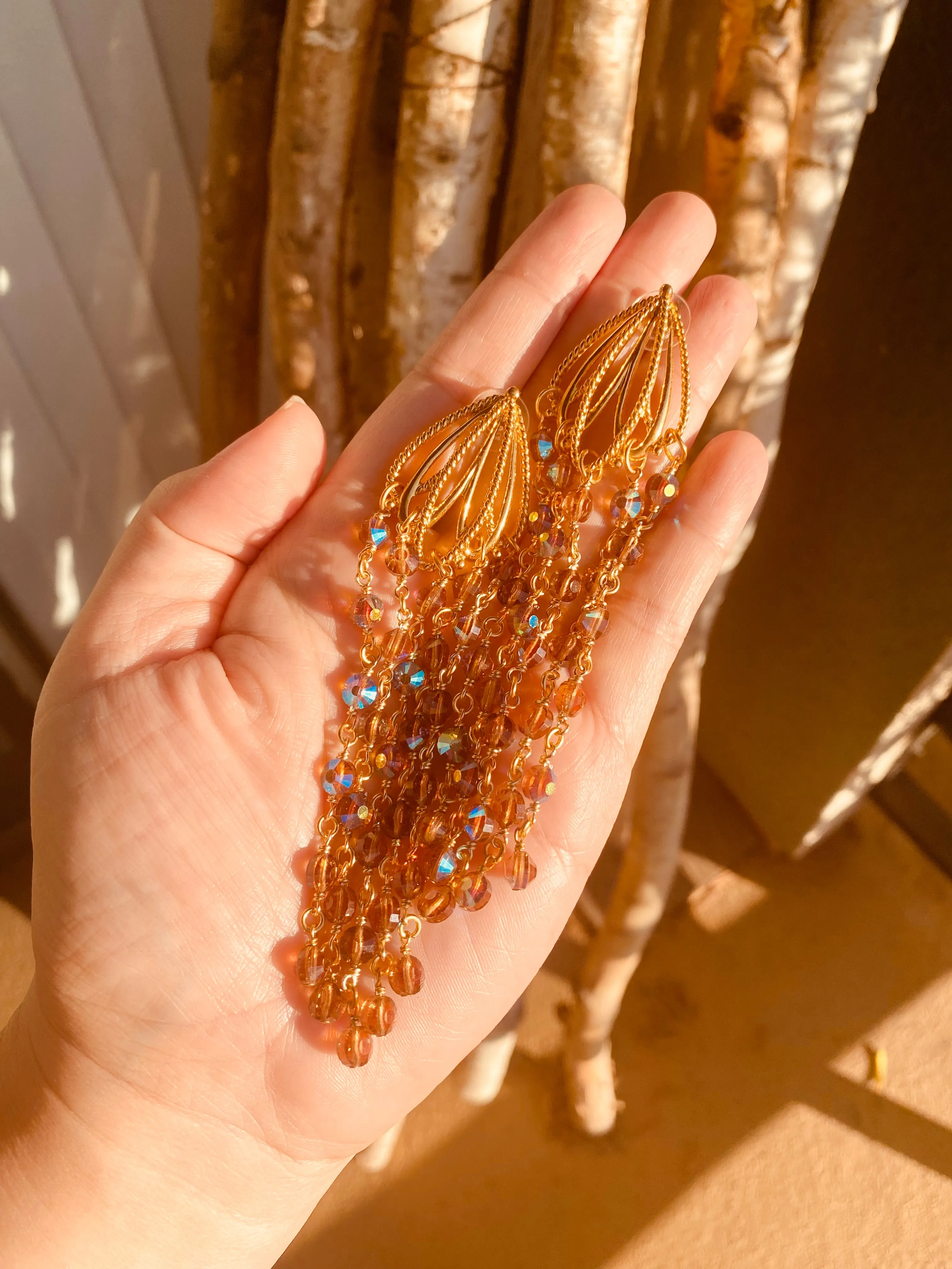 Iridescent topaz chandelier earrings