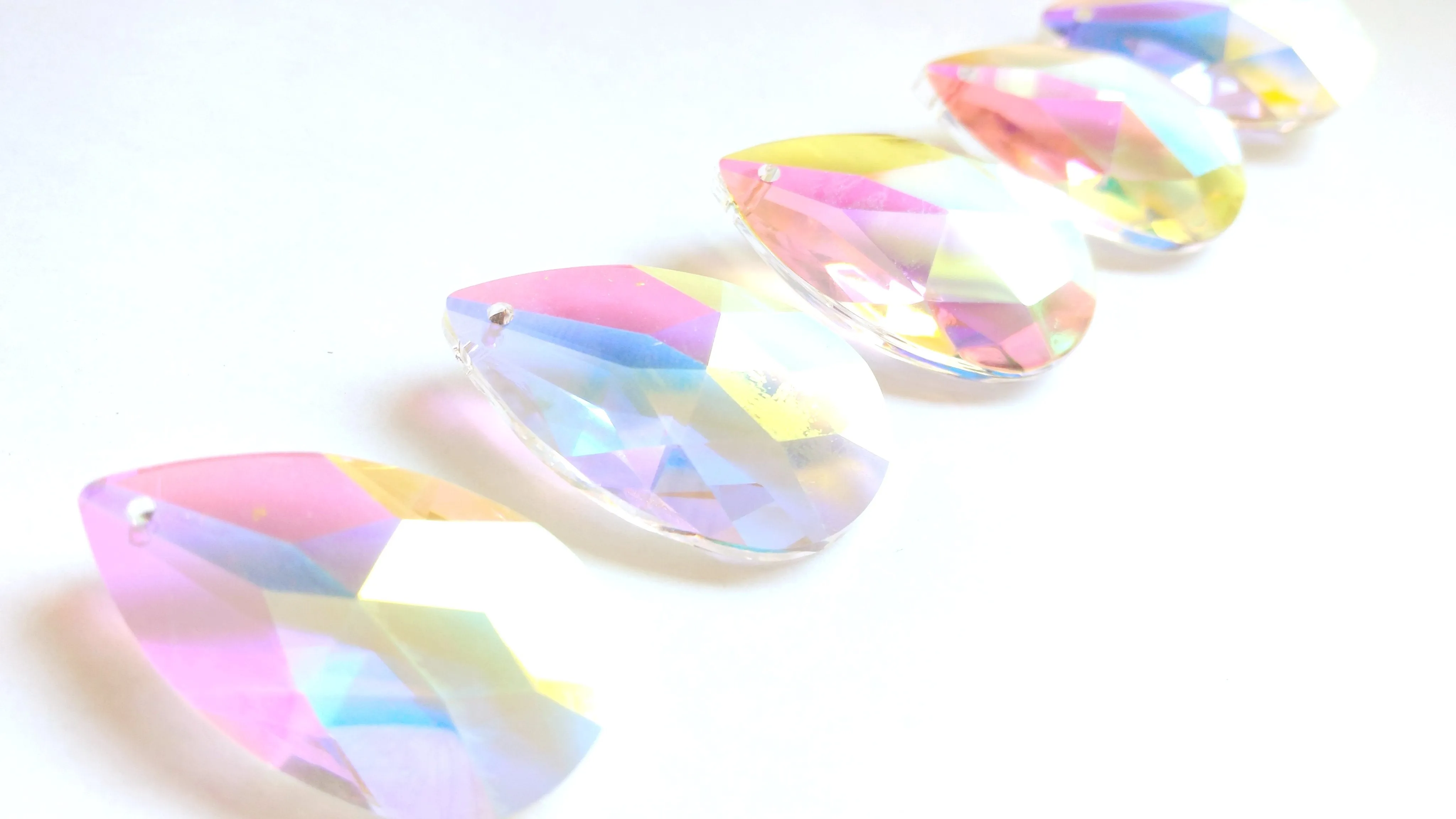 Iridescent AB Teardrop Chandelier Crystals Pendants, Asfour Lead Crystal #872 Pack of 5