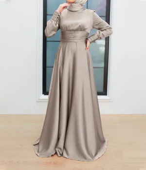 Jameelah Beige Satin Gown