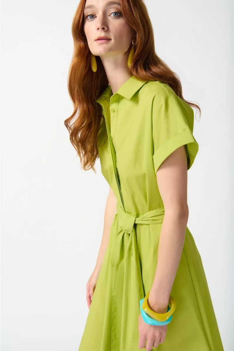 Joseph Ribkoff Key Lime Collared Short Sleeve Fit & Flare Shirt Dress 242914