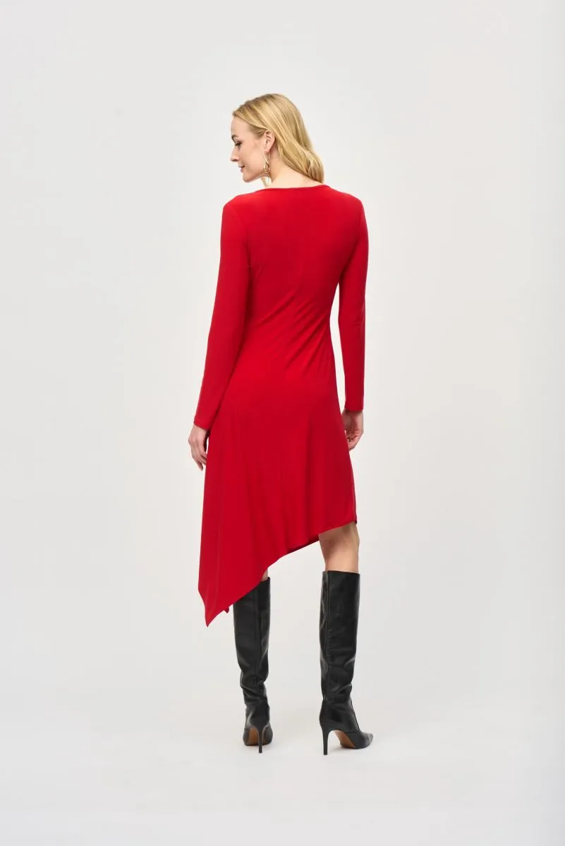 Joseph Ribkoff Long Sleeve Asymmetric Midi Fit And Flare Dress 243153