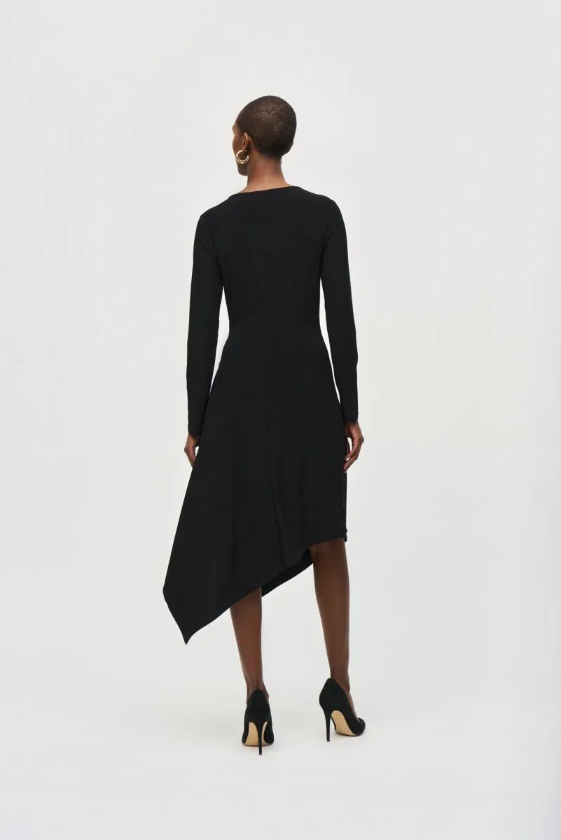 Joseph Ribkoff Long Sleeve Asymmetric Midi Fit And Flare Dress 243153