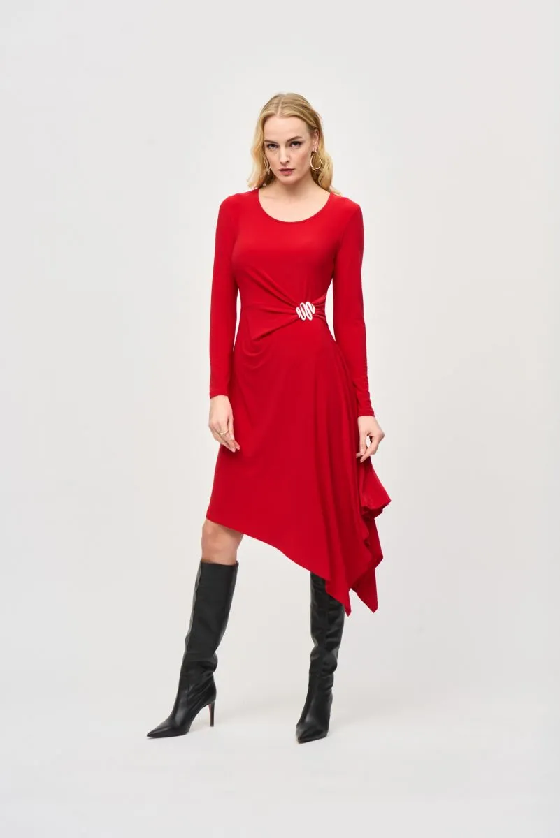 Joseph Ribkoff Long Sleeve Asymmetric Midi Fit And Flare Dress 243153
