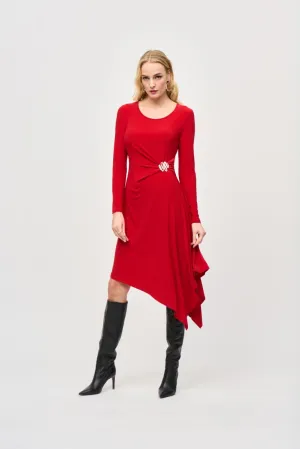 Joseph Ribkoff Long Sleeve Asymmetric Midi Fit And Flare Dress 243153