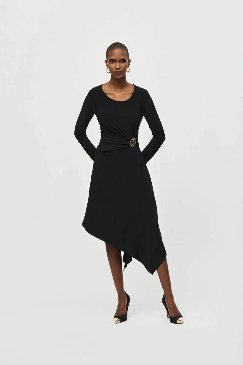 Joseph Ribkoff Long Sleeve Asymmetric Midi Fit And Flare Dress 243153