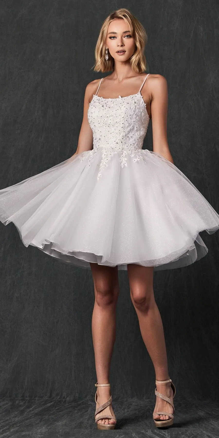 Juliet 860 Short Floral Applique BaDoll Dress