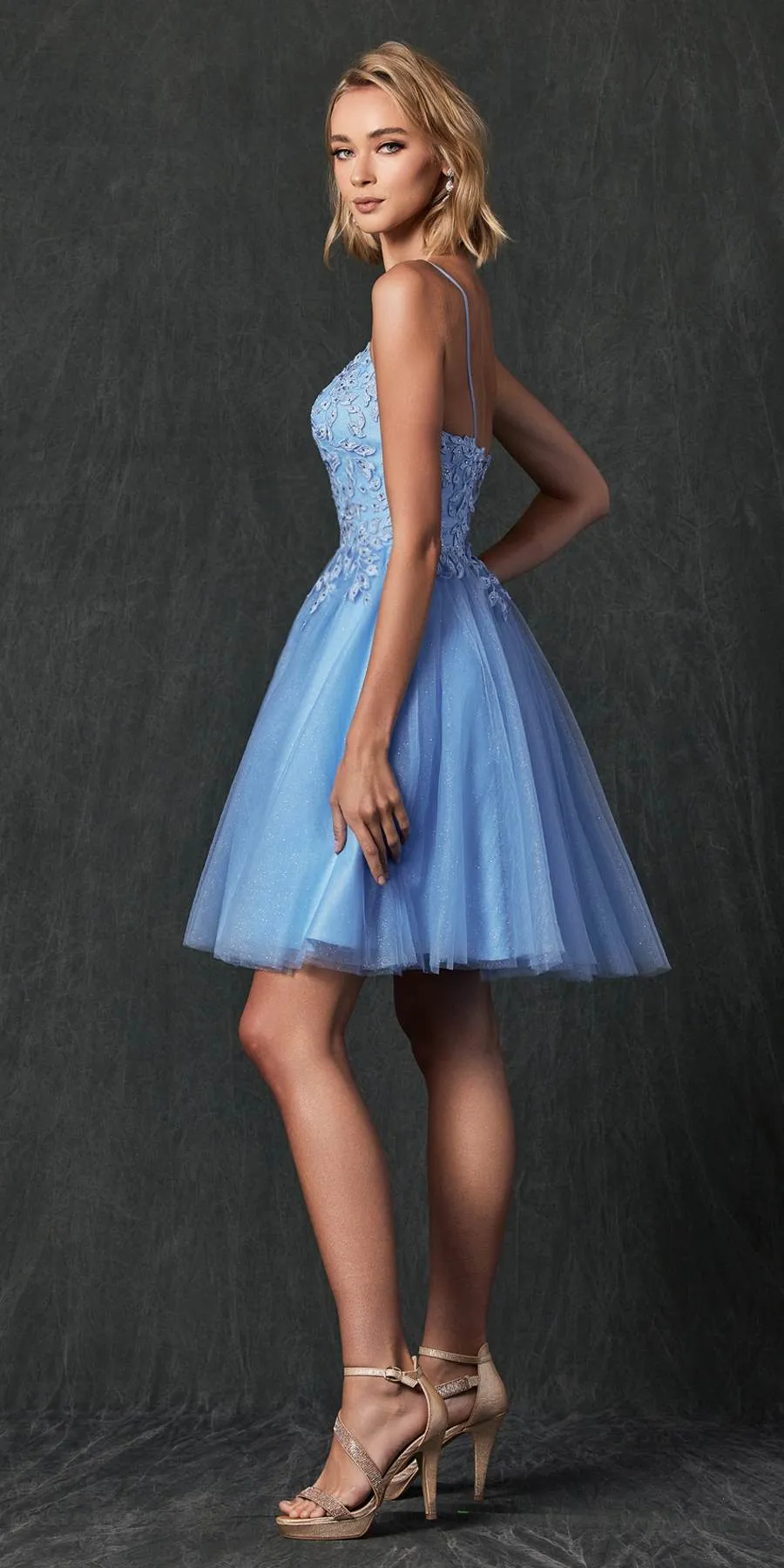 Juliet 860 Short Floral Applique BaDoll Dress