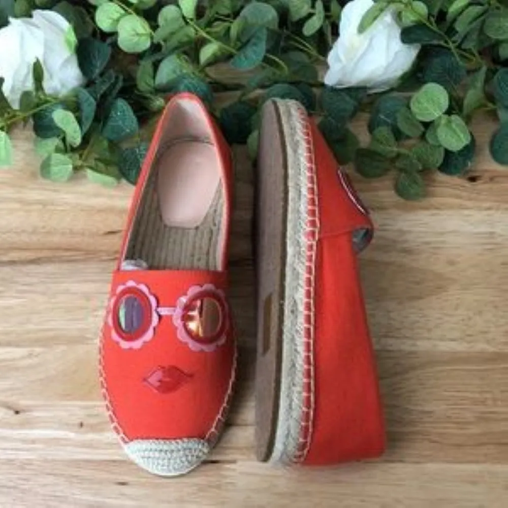Kate Spade Grenada Glasses Espadrille Flats Orange Size 6