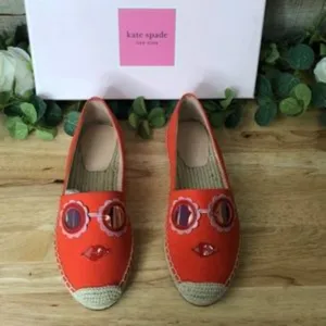 Kate Spade Grenada Glasses Espadrille Flats Orange Size 6