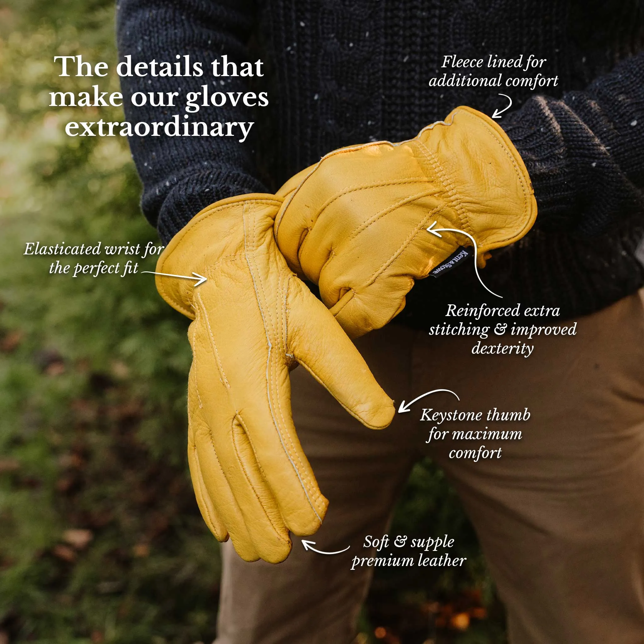 Kent & Stowe Luxury Leather Gloves - Men's Medium