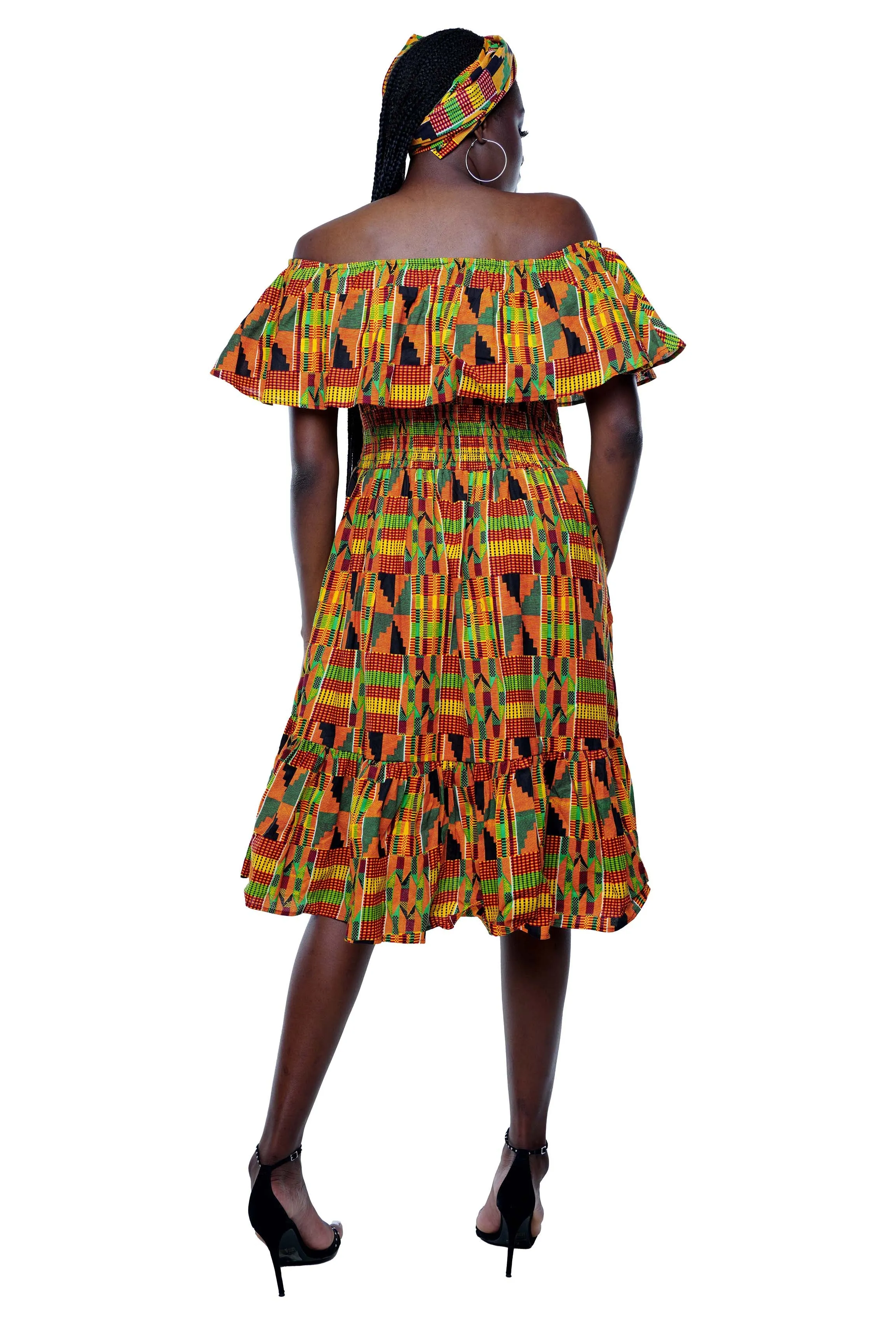 Kente Printed Fit and Flare Dress