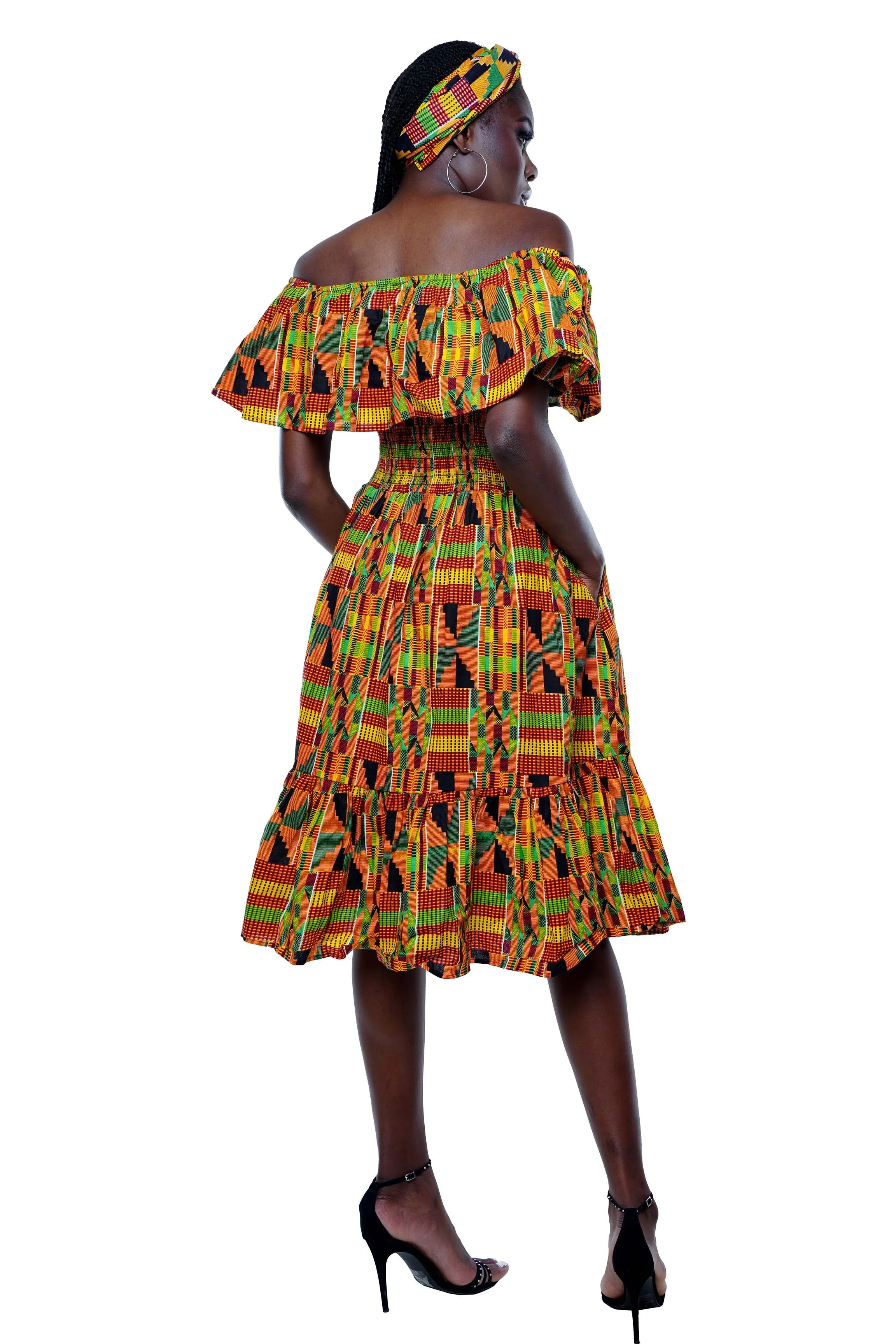 Kente Printed Fit and Flare Dress