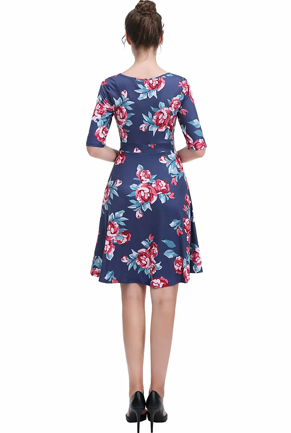 Kimi   Kai Women's "Portia" Floral Print Faux Wrap Midi Dress
