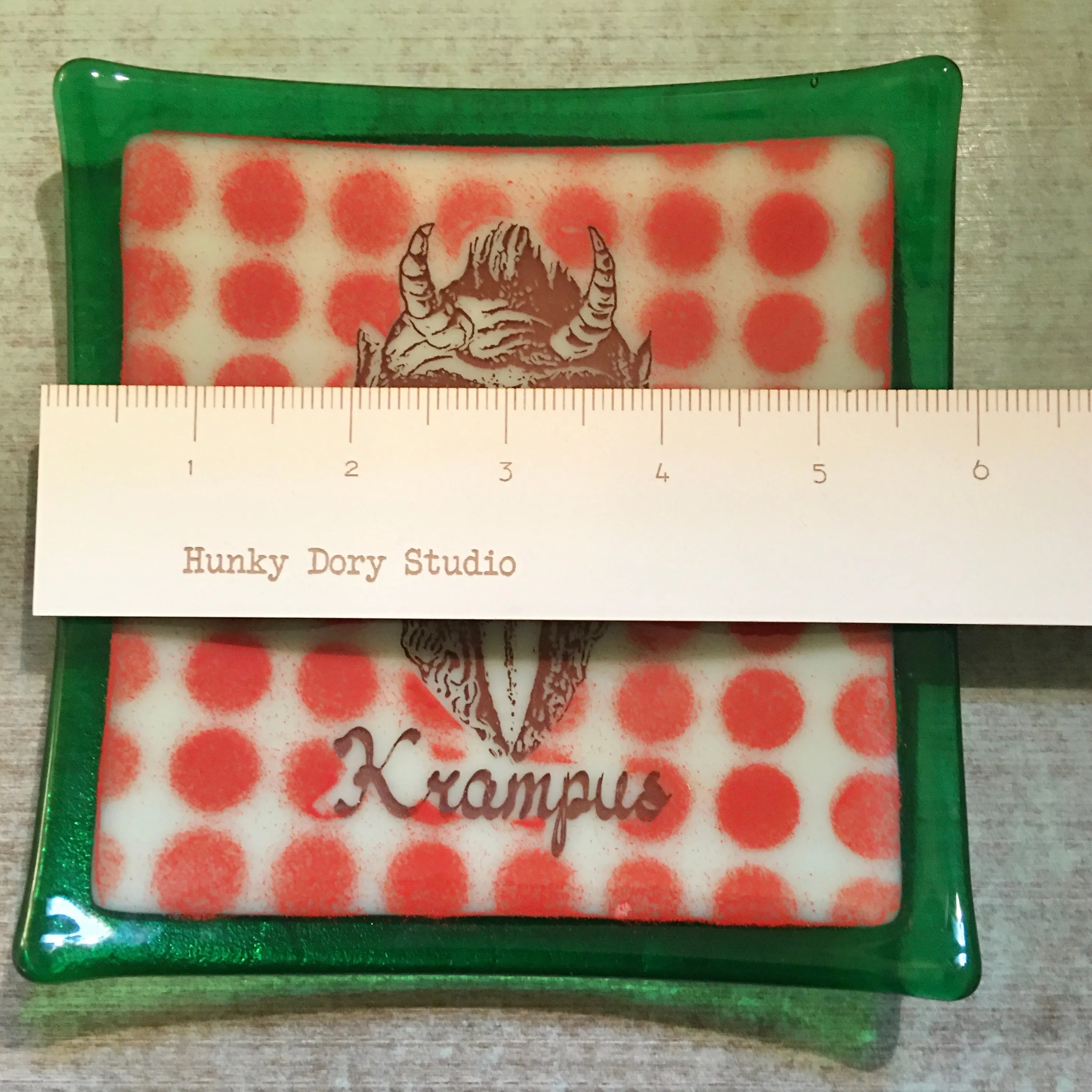 Krampus Dish with Red Polka Dots