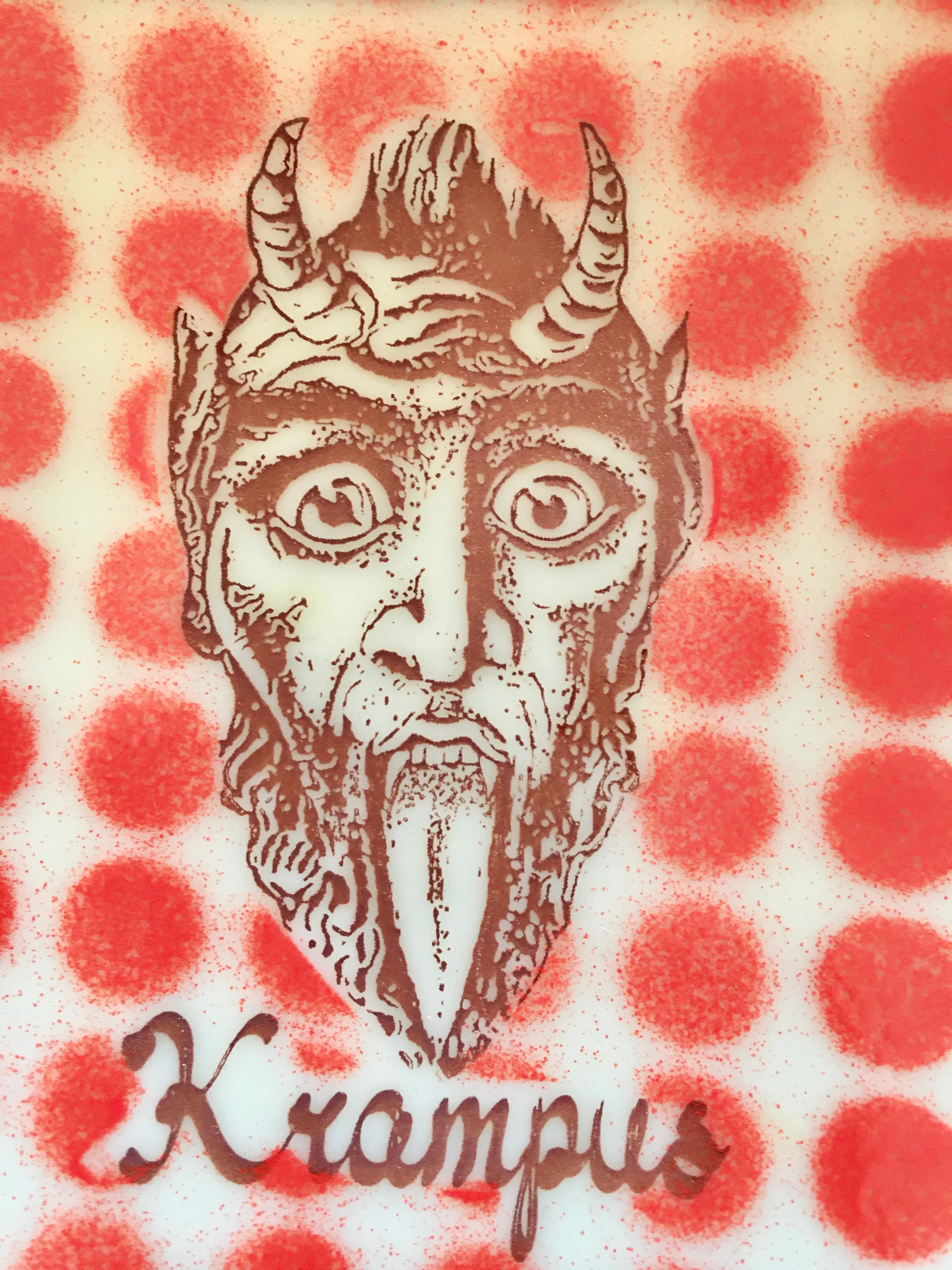 Krampus Dish with Red Polka Dots