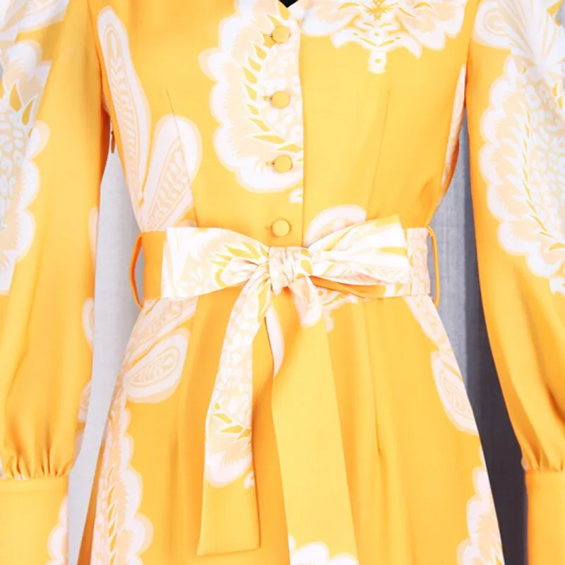 Lace Bowknot Lantern Long Sleeve Ruffle Woman Dress