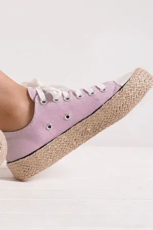 Lace Up Woven Espadrille Sole Sneakers