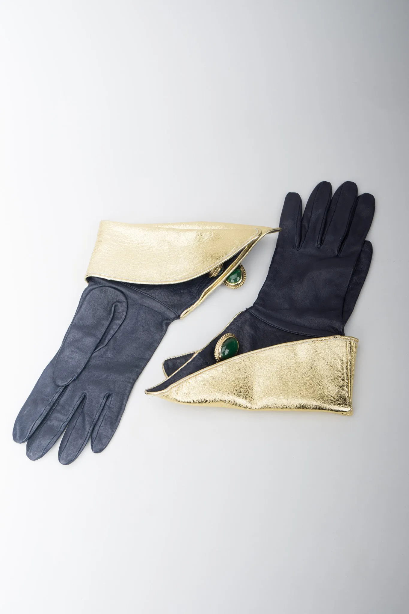 Lamé Cuffed Gauntlet Gloves