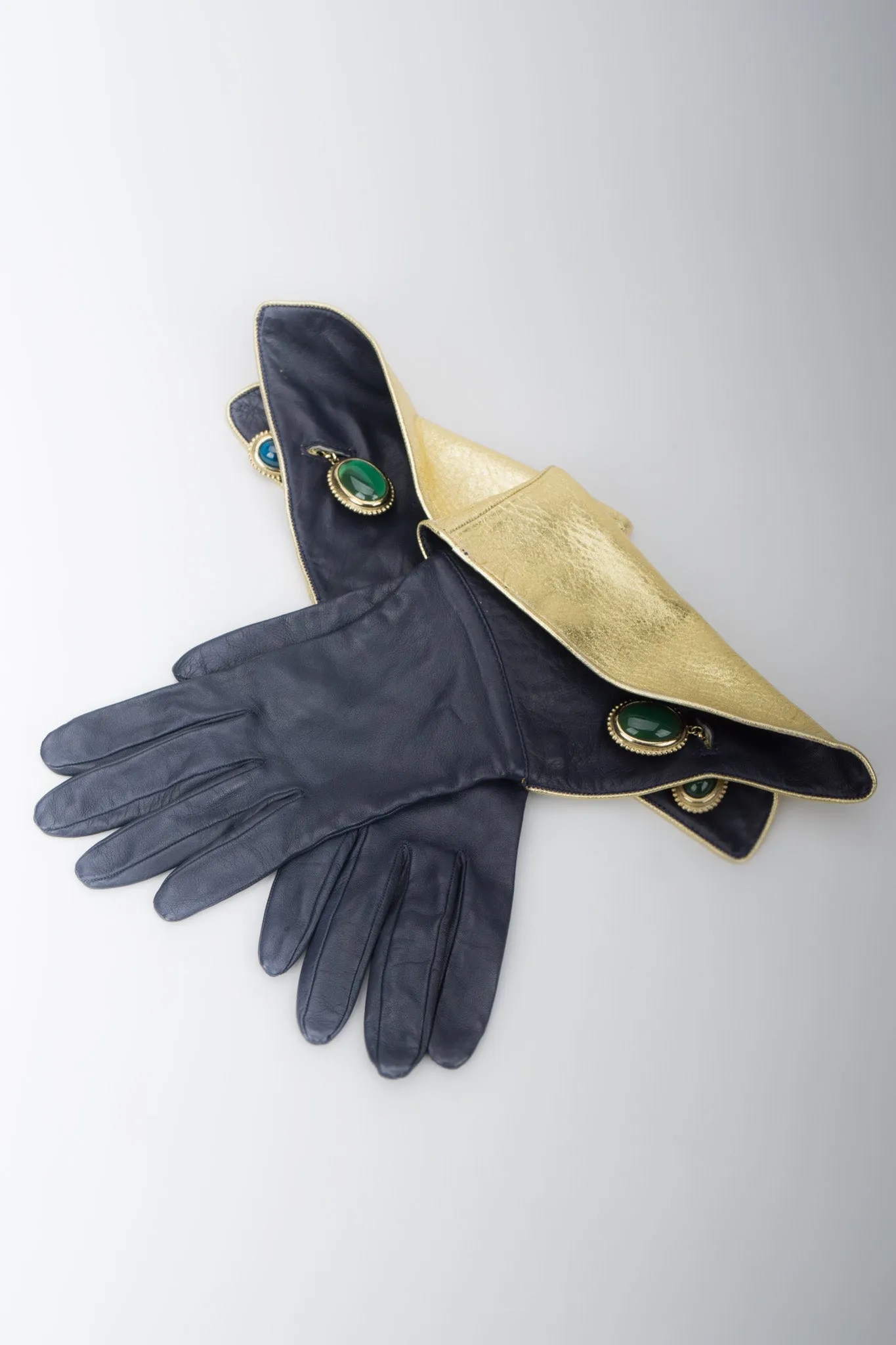Lamé Cuffed Gauntlet Gloves