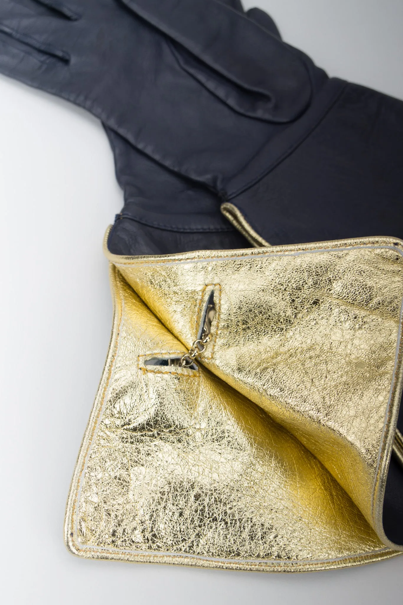 Lamé Cuffed Gauntlet Gloves