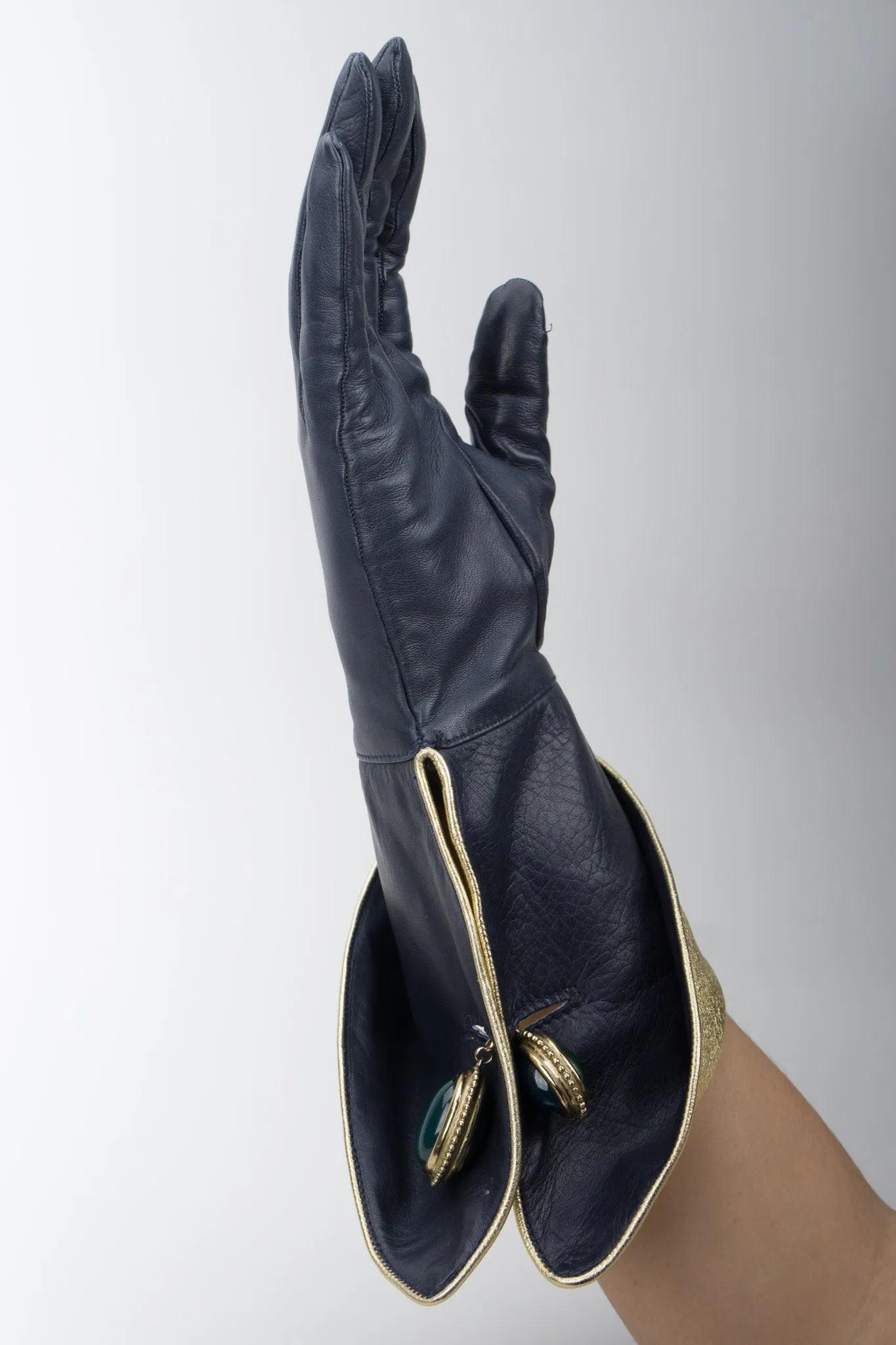 Lamé Cuffed Gauntlet Gloves