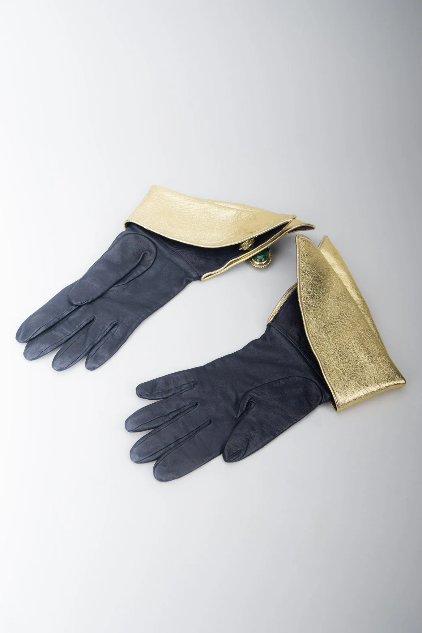 Lamé Cuffed Gauntlet Gloves