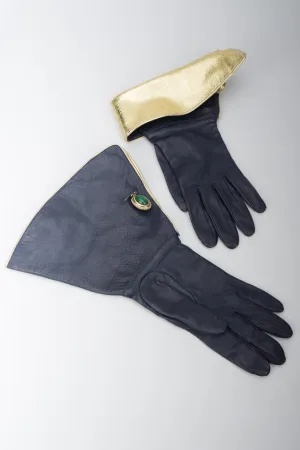 Lamé Cuffed Gauntlet Gloves