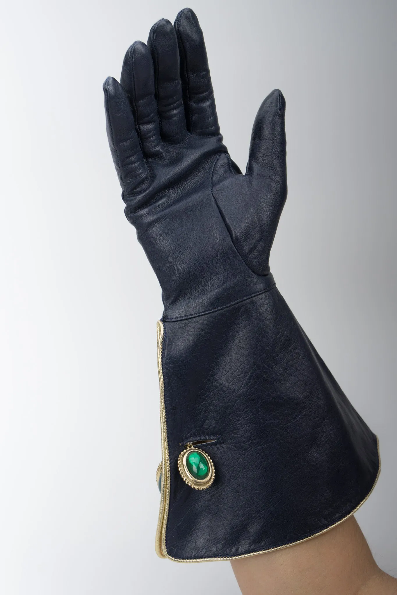 Lamé Cuffed Gauntlet Gloves