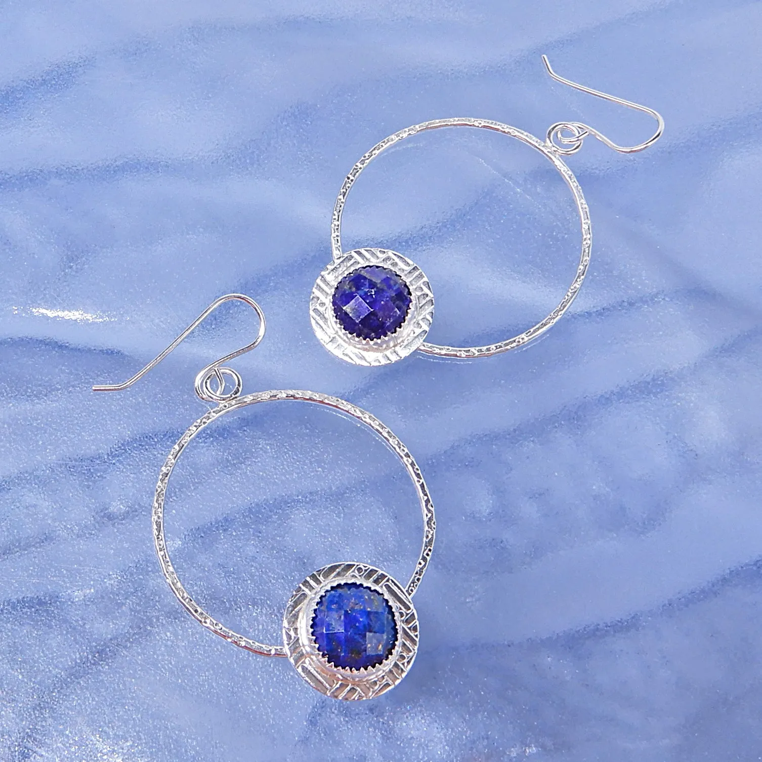 Lapis Circle Earrings