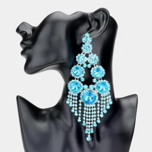 Large Aqua Crystal Chandelier Earrings | 530469