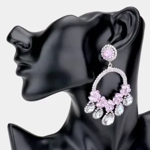 Large Lavender Crystal Teardrop Open Chandelier Pageant Earrings | Prom Earrings | 526879