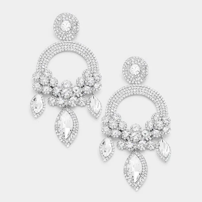 Large Long Elegant Chandelier Pageant Prom Earrings | 364521